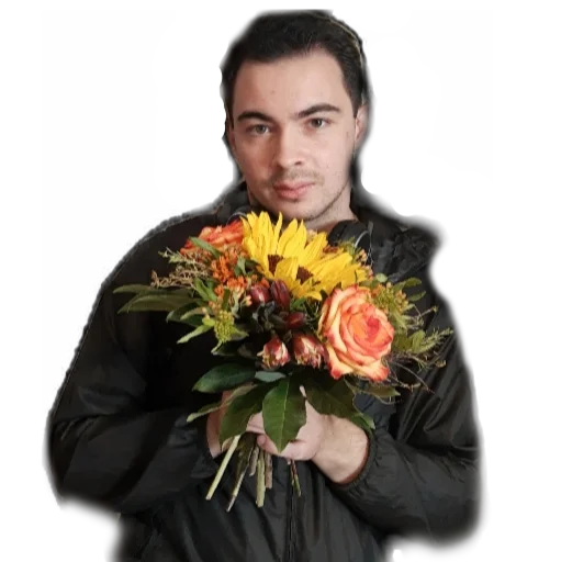 person rose flower arranging