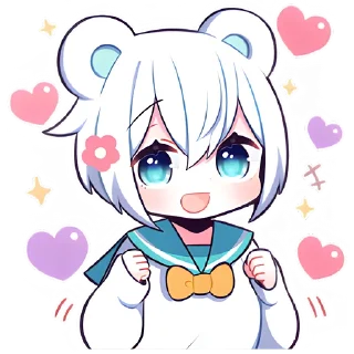 Стикер Полярная мишка-тян @nyasticks - 4