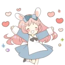 Sticker Rabbit ear girl Rosy Double Pack - 5