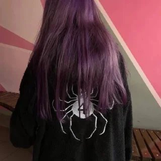 bangs long hair purple