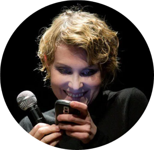 person human face microphone