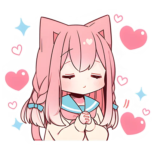 Sticker Розовая кошка-тян @nyasticks - 10