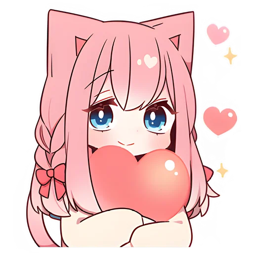 Sticker Розовая кошка-тян @nyasticks - 9