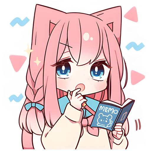 Sticker Розовая кошка-тян @nyasticks - 8