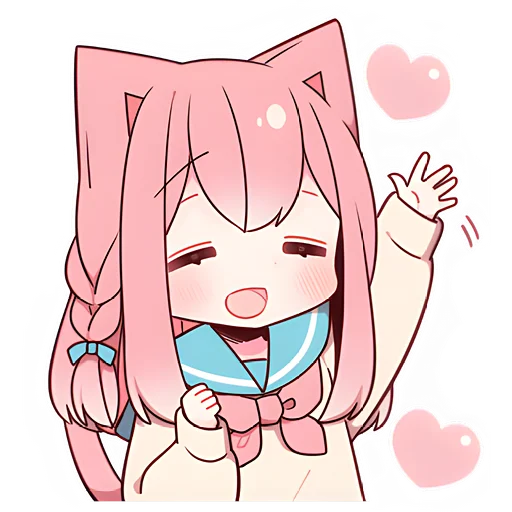 Sticker Розовая кошка-тян @nyasticks - 5