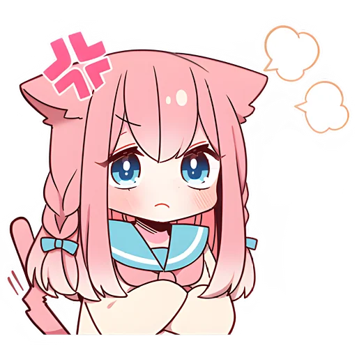 Sticker Розовая кошка-тян @nyasticks - 4