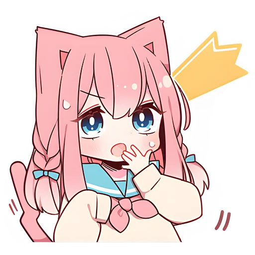 Sticker Розовая кошка-тян @nyasticks - 1