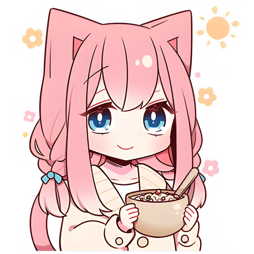 Sticker Розовая кошка-тян @nyasticks - 0