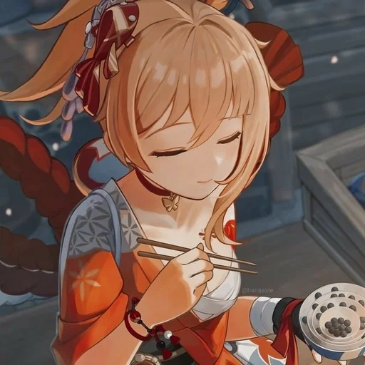 Yoimiya 💗 by: @wNingGuangw :: @fStikBot - anime