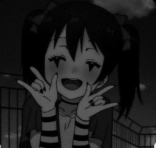 anime cartoon black and white