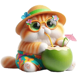 Sticker Летний котик @Nyasticks - 4