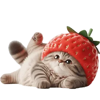 Sticker Strawberry Cat @SbornikStickers - 3