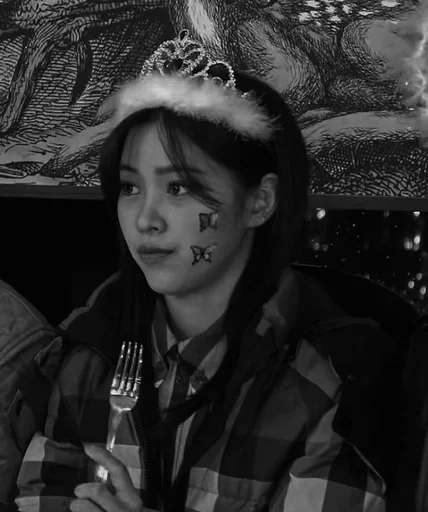 human face black and white clothing