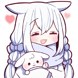 Стикер Белая зайка 2 @Nyasticks - 3