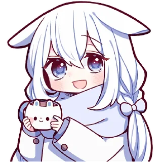 Стикер Белая зайка 2 @Nyasticks - 11