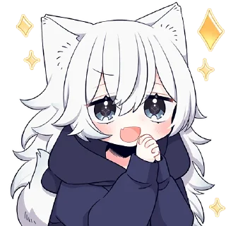 Стикер Белая волчица @Nyasticks - 2