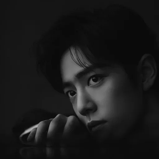 black and white human face person