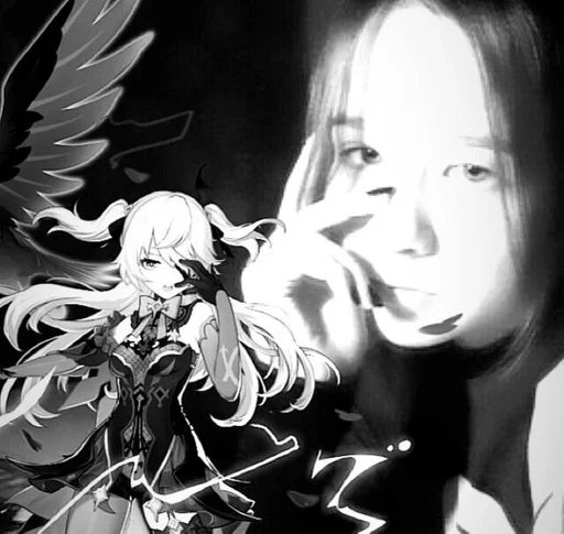 human face black and white flower