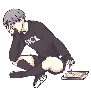 Sticker Тяжёлые будни Рикки @Nyasticks - 7