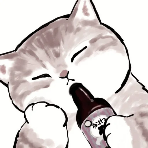 кошка бутылка эскиз