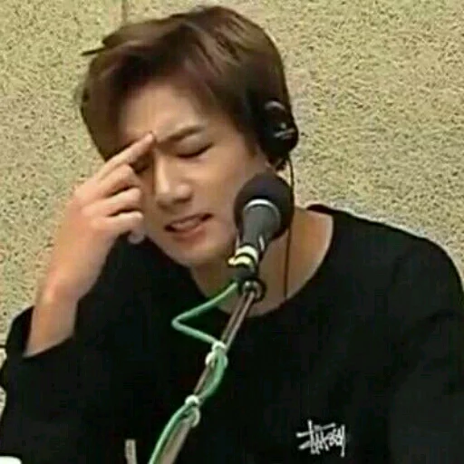 person human face microphone