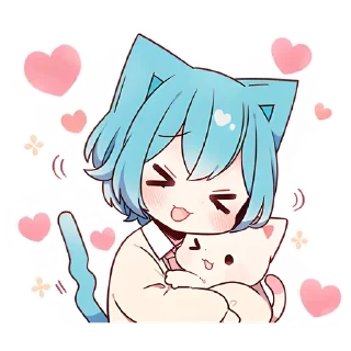 Sticker Голубой котик-кун @colored_emotions - 5