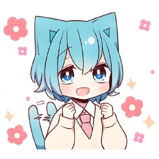 Sticker Голубой котик-кун @colored_emotions - 8