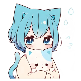 Sticker Голубой котик-кун @colored_emotions - 10