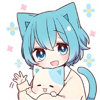 Sticker Голубой котик-кун @colored_emotions - 0