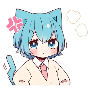 Sticker Голубой котик-кун @colored_emotions - 4