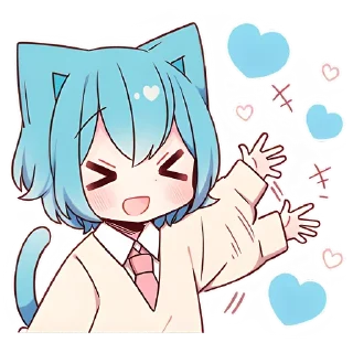 Sticker Голубой котик-кун @colored_emotions - 7