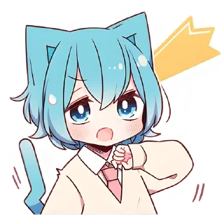 Sticker Голубой котик-кун @colored_emotions - 3