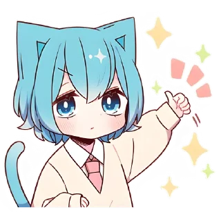 Sticker Голубой котик-кун @colored_emotions - 9