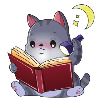 Стикер Cat&book @novichkova8art - 9