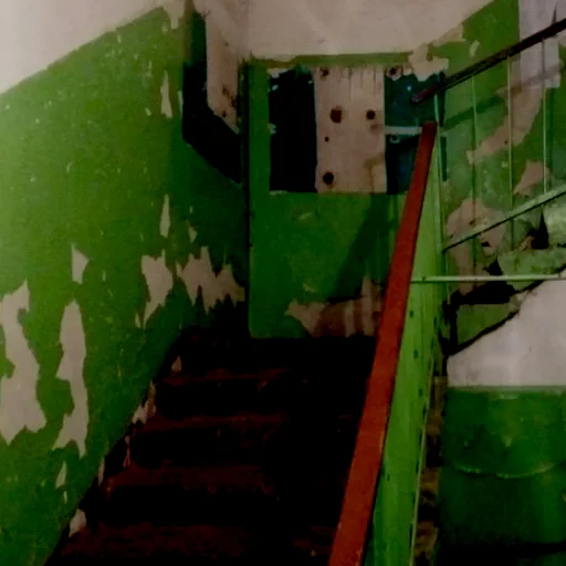 лестница зеленый стена