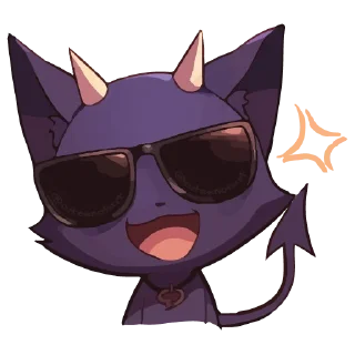 Стикер кот дьявола @cute_enot_art - 9