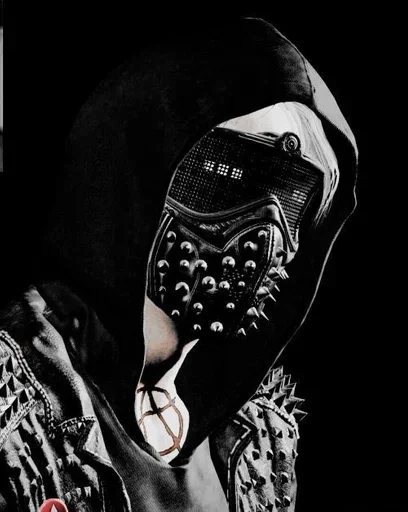 black and white mask person