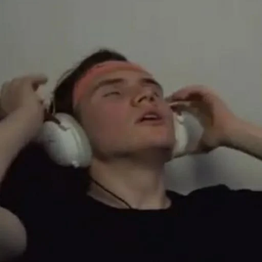 person indoor headphones