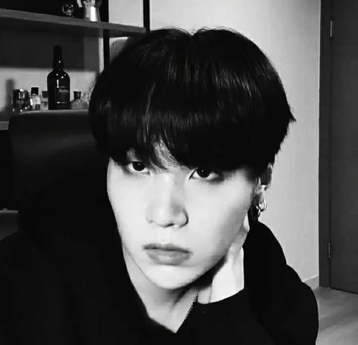 person indoor black and white