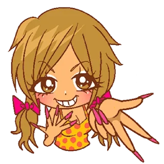 Стикер 2000's gyaru  ♡  @ririmoji
  by Bisuko Ezaki (line) - 2