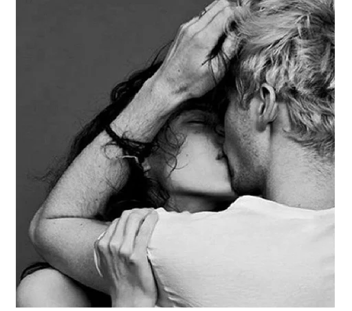 black and white person kiss