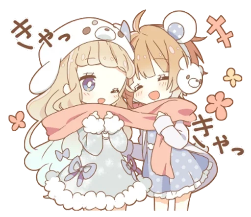 Подружки ( /^ω^)/ @anime_sticks - 