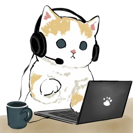 ноутбук компьютер кошка