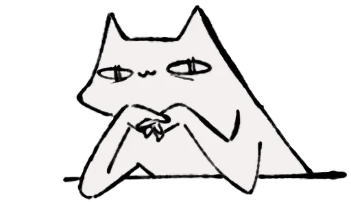 кошка эскиз черно-белый