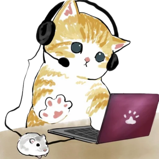 cat laptop cartoon