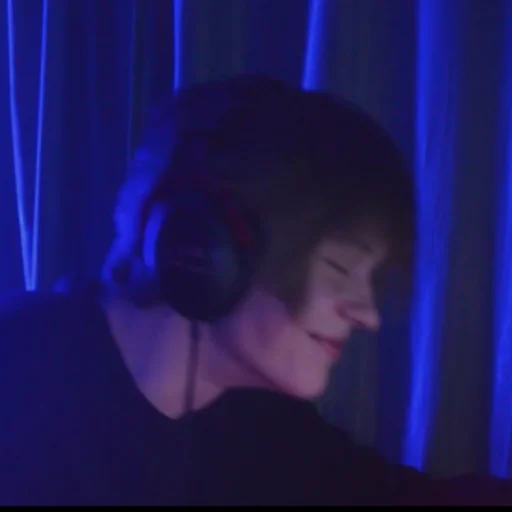 person headphones violet