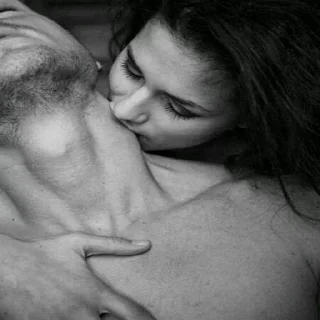 person kiss black and white