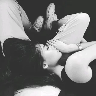 black and white kiss person