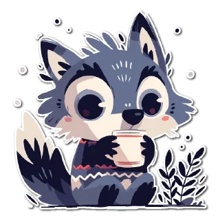 Sticker Волчата 🌙  @cute_enot_art - 4