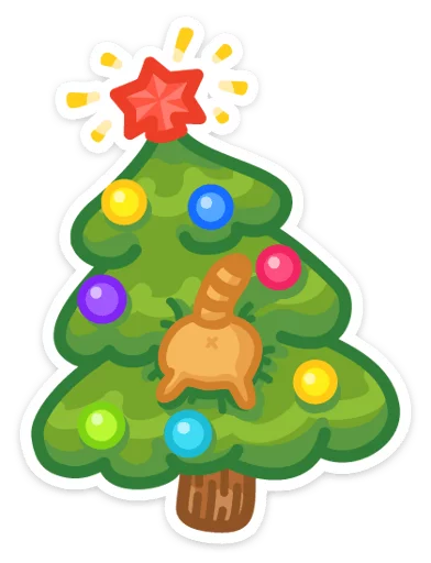 Стикер Новогодний Персик - 1